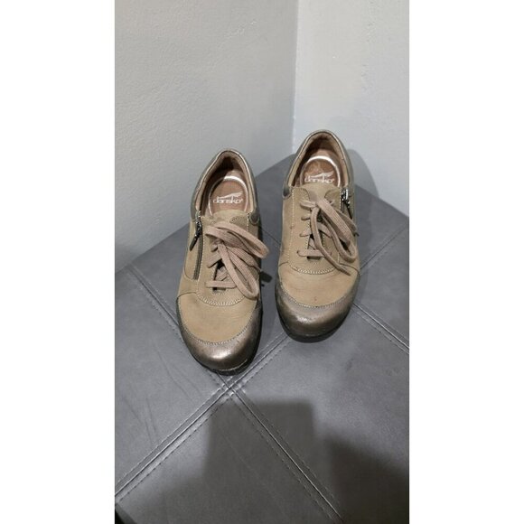 Dansko Leather Shoes Loretta EU 39 US 8.5 Side Zip Lace Up Brown Preppy Ballet - Picture 1 of 7